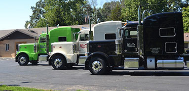 row of trucks