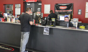 customer standing at service counter